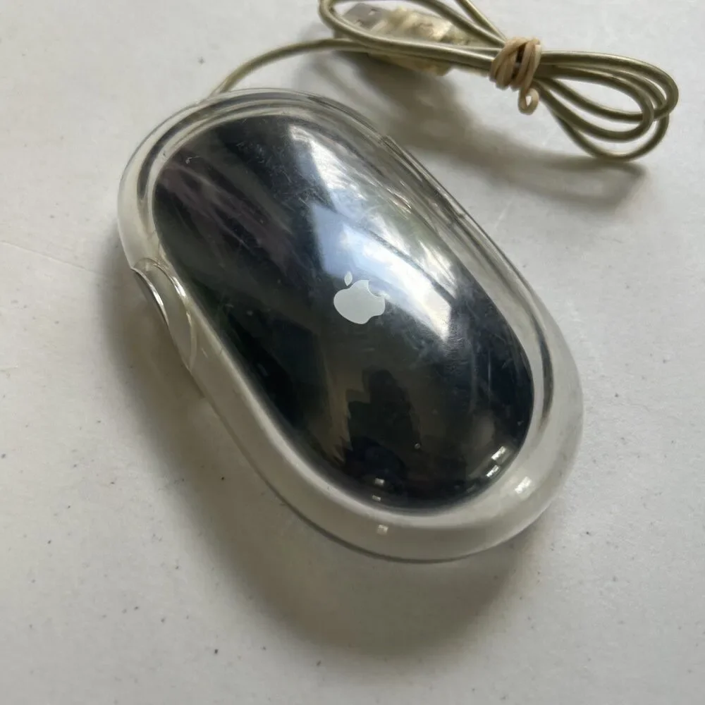 Apple Pro Mouse USB Clear Black for iMac Power G3 G4 M5769 M7697ZM/A Tested